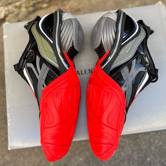 NEW Size 38 Balenciaga Unisex Black Red Low Top Leather Tyrex Sneaker Shoes - Picture 7 of 10